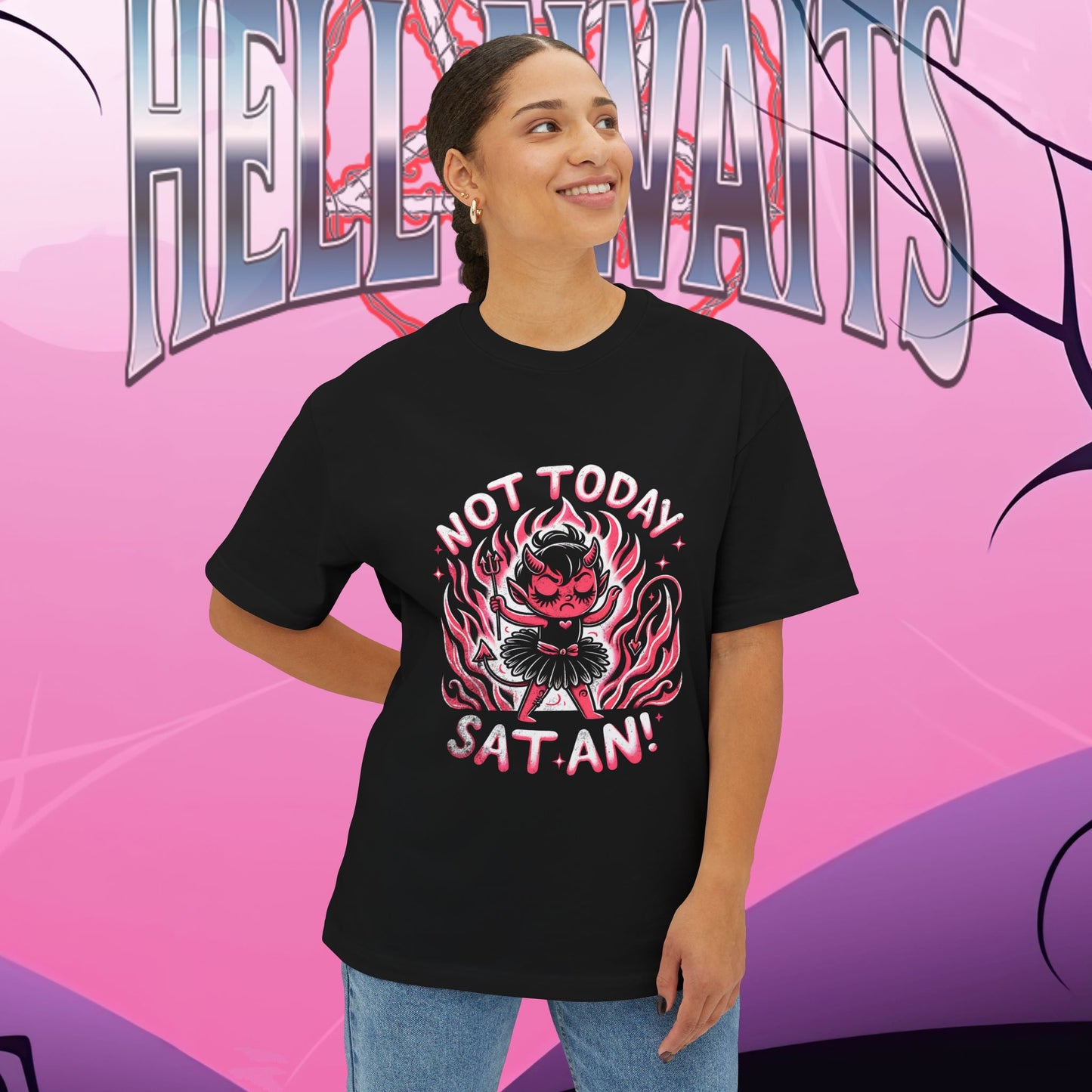 Cute Pink Devil Oversized Tee - Unisex