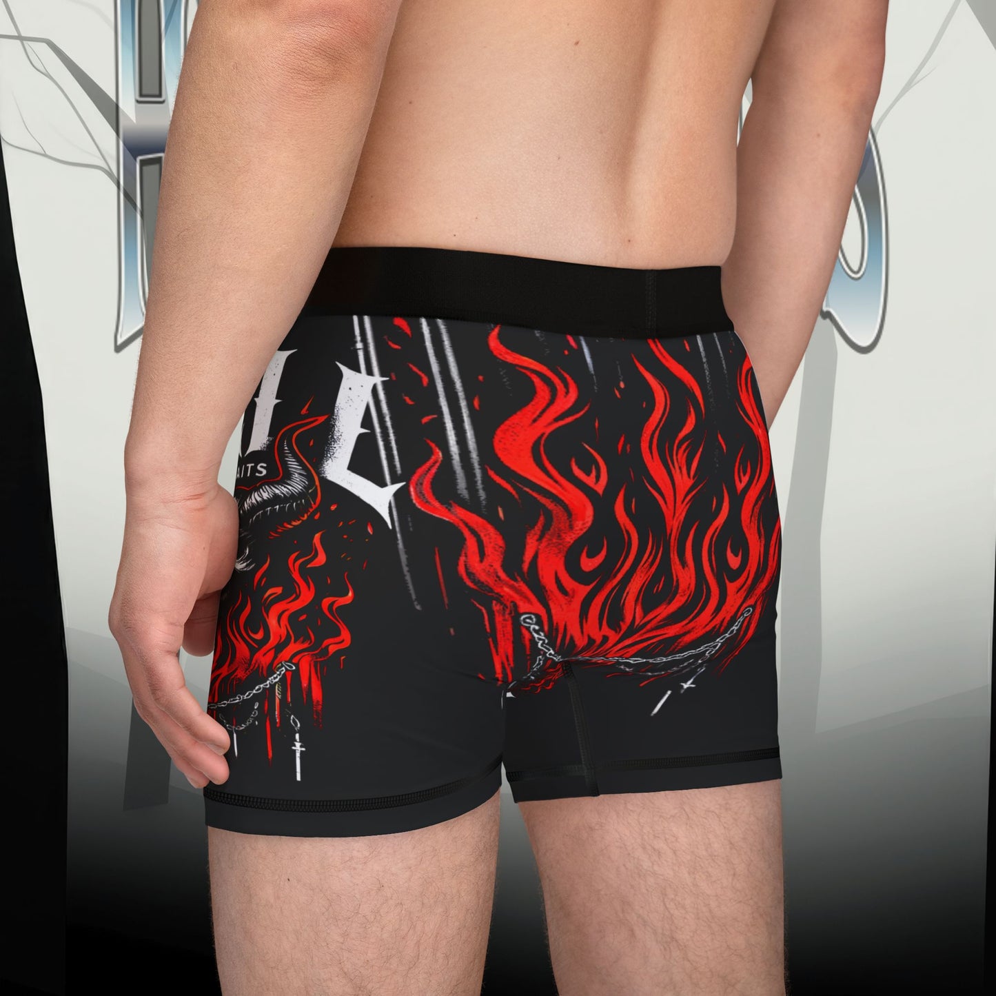 Hell Awaits 666 Infernal Skull Design - Men's Boxers