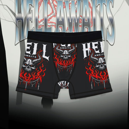 Hell Awaits 666 Infernal Skull Design - Men's Boxers