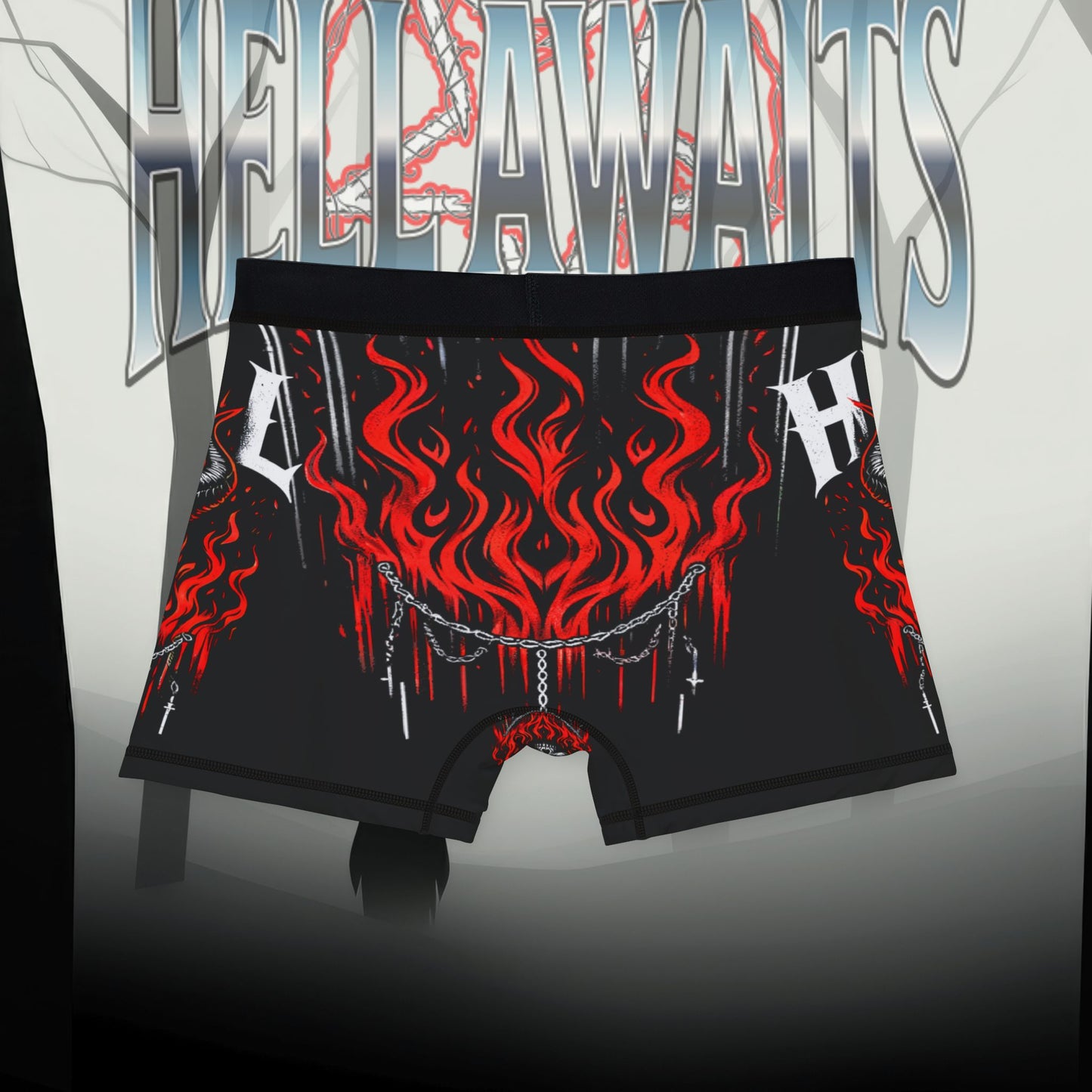 Hell Awaits 666 Infernal Skull Design - Men's Boxers