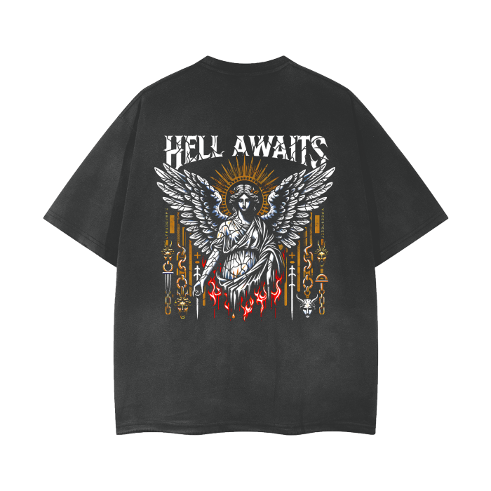 HELL'S ANGEL Vintage Wash Frayed T-Shirt